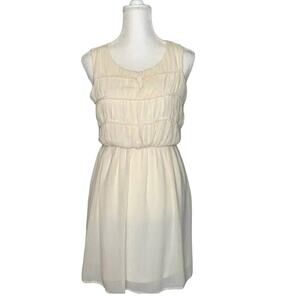 Doe & Rae plaited sheath mini Dress sleeveless cream sz small party